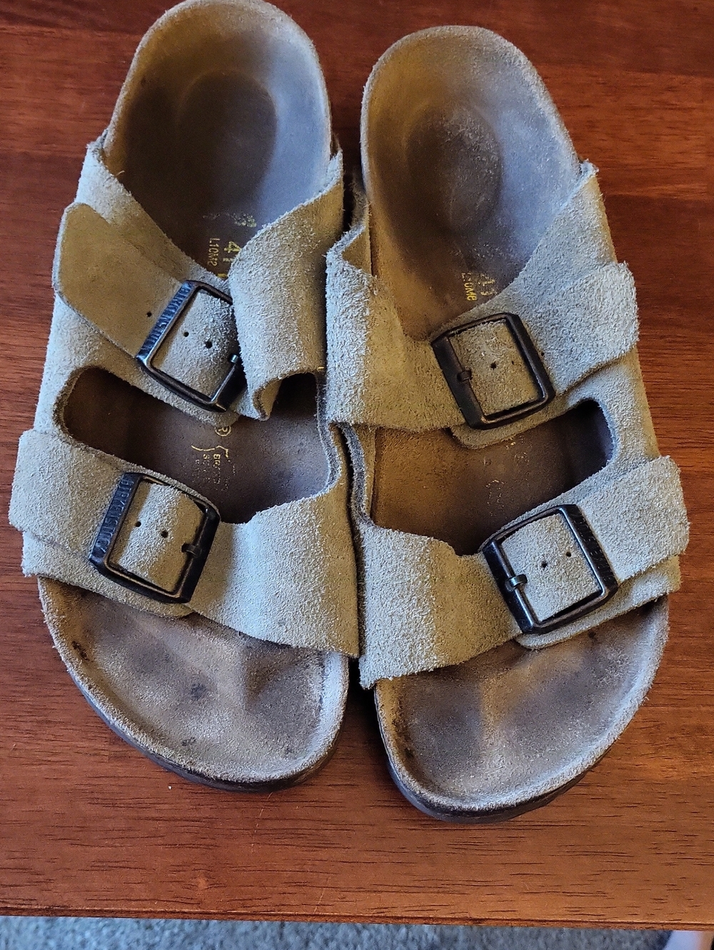 Birkenstock Men's Suede Double-Buckle Sandals in Olive Green